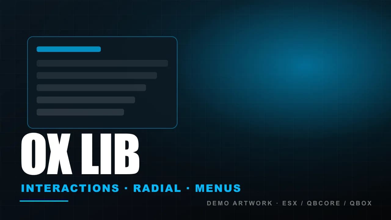 NoPixel V Inspired OX LIB | Interactions, Radial Menu, Menus & Notifications