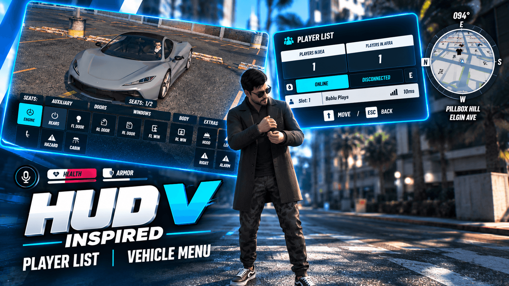 NoPixel V Inspired HUD | Vehicle Menu + Players List