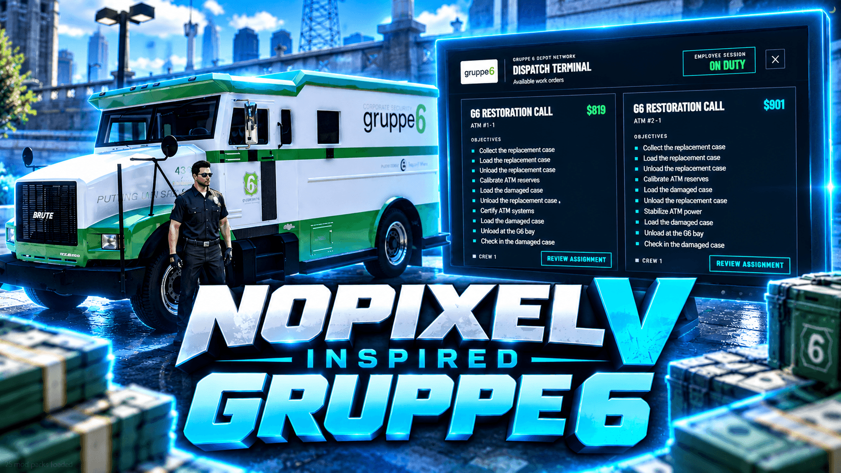 NoPixel V Inspired Gruppe 6 | Armored Truck, ATM Service & Cash Routes