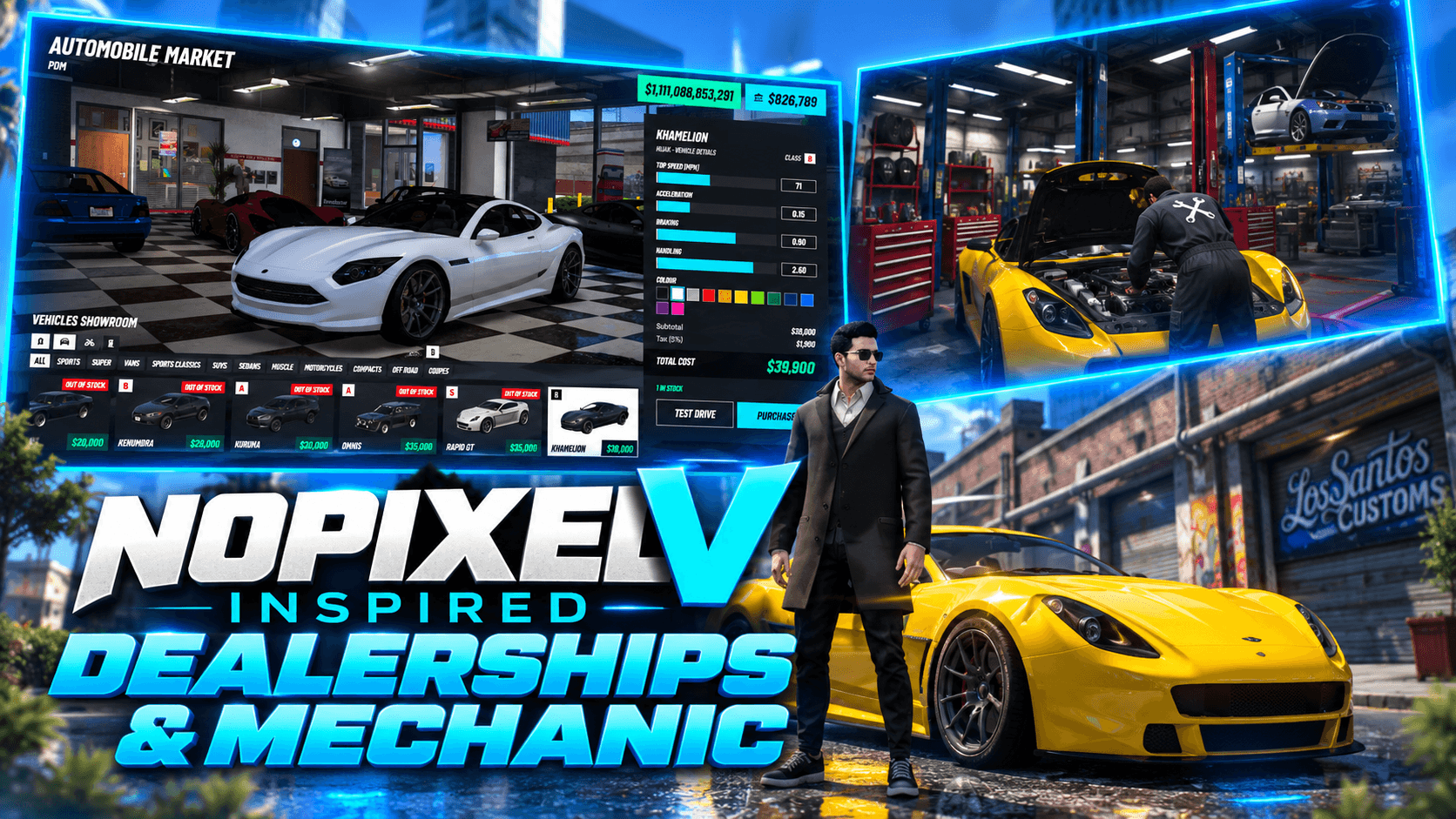 NoPixel V Inspired Car Dealership + Customs | Showroom, Desk Computer, Upgrade Shop