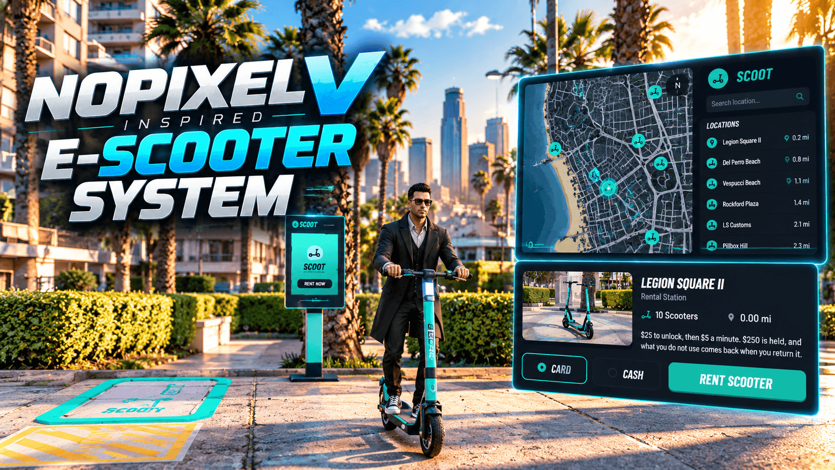 NoPixel V Inspired Scooter Rentals